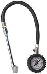 Acme - 0 to 160 psi Dial Straight Dual Tire Pressure Gauge - Closed Check, 12' Hose Length - Exact Tool & Supply