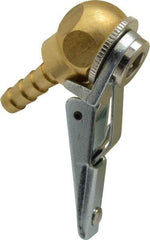 Acme - Closed Check Brass/Steel Air Chuck - Ball Foot with Clip Chuck, 1/4 Barbed - Exact Tool & Supply