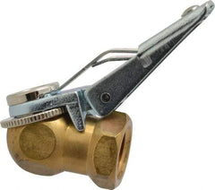 Acme - Closed Check Brass/Steel Air Chuck - Ball Foot with Clip Chuck, 1/4 FPT - Exact Tool & Supply