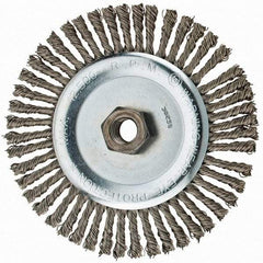 Anderson - 6" OD, 5/8-11 Arbor Hole, Knotted Stainless Steel Wheel Brush - 3/16" Face Width, 1-1/8" Trim Length, 0.02" Filament Diam, 12,500 RPM - Exact Tool & Supply