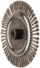 Anderson - 6-7/8" OD, 5/8-11 Arbor Hole, Knotted Stainless Steel Wheel Brush - 3/16" Face Width, 1-1/4" Trim Length, 0.02" Filament Diam, 9,000 RPM - Exact Tool & Supply