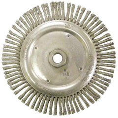 Anderson - 6-7/8" OD, 5/8-11 Arbor Hole, Knotted Stainless Steel Wheel Brush - 1/8" Face Width, 1-1/8" Trim Length, 0.02" Filament Diam, 9,000 RPM - Exact Tool & Supply