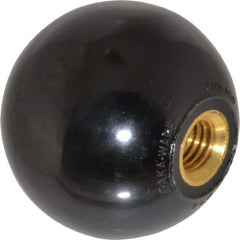 Gibraltar - M12x1.75x17 Thread, 1-15/16" Diam, 1-27/32" High, Female Insert Ball Knob - Black, Phenolic, Smooth Grip, 17mm Hole Depth - Exact Tool & Supply