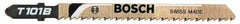 Bosch - 4" Long, 14 Teeth per Inch, High Speed Steel Jig Saw Blade - Toothed Edge, 0.28" Wide x 0.05" Thick, T-Shank, Ground Taper Tooth Set - Exact Tool & Supply