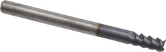 Accupro - 1/8", 1/4" LOC, 1/8" Shank Diam, 1-1/2" OAL, 3 Flute, Solid Carbide Square End Mill - Single End, AlTiN Finish, Spiral Flute, 60° Helix, Centercutting, Right Hand Cut, Right Hand Flute - Exact Tool & Supply