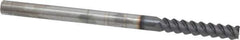 Accupro - 1/4", 1-1/4" LOC, 1/4" Shank Diam, 4" OAL, 3 Flute, Solid Carbide Square End Mill - Single End, AlTiN Finish, Spiral Flute, 60° Helix, Centercutting, Right Hand Cut, Right Hand Flute - Exact Tool & Supply