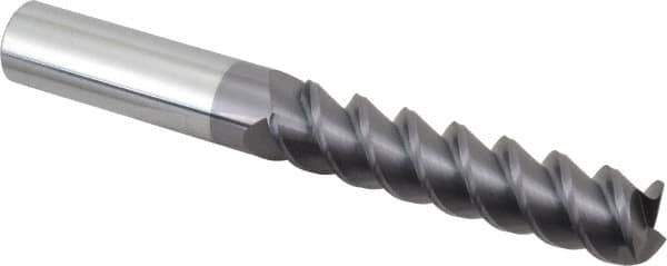 Accupro - 3/4", 3-1/4" LOC, 3/4" Shank Diam, 6" OAL, 3 Flute, Solid Carbide Square End Mill - Single End, AlTiN Finish, Spiral Flute, 60° Helix, Centercutting, Right Hand Cut, Right Hand Flute - Exact Tool & Supply