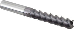 Accupro - 3/4", 3-1/4" LOC, 3/4" Shank Diam, 6" OAL, 3 Flute, Solid Carbide Square End Mill - Single End, AlTiN Finish, Spiral Flute, 60° Helix, Centercutting, Right Hand Cut, Right Hand Flute - Exact Tool & Supply