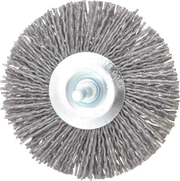 Dico - 4" OD, 1/4" Shank Diam, Nylon Wheel Brush - 1/4" Shank, 80 Grit - Exact Tool & Supply