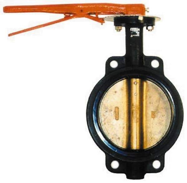 Legend Valve - 4" Pipe, Wafer Butterfly Valve - Gear Handle, Cast Iron Body, EPDM Seat, 200 WOG, Aluminum Bronze Disc, Stainless Steel Stem - Exact Tool & Supply