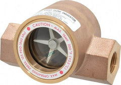 Dwyer - 1/2 Inch, Bronze Body Sight Flow Indicator - 125 Max psi, 4 Inch Overall Length, 200°F - Exact Tool & Supply