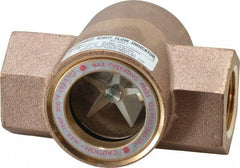 Dwyer - 1 Inch, Bronze Body Sight Flow Indicator - 125 Max psi, 4-3/8 Inch Overall Length, 200°F - Exact Tool & Supply