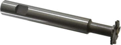 Made in USA - 1" Cut Diam, 1/8" Cut Width, 7/16" Neck Diam, 5/8" Shank Diam, 4-5/16" OAL, M42 Cobalt T-Slot Cutter - Uncoated, Staggered Teeth, 8 Teeth, Weldon Flat - Exact Tool & Supply