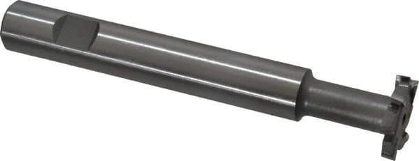 Made in USA - 1" Cut Diam, 3/16" Cut Width, 7/16" Neck Diam, 5/8" Shank Diam, 4-5/16" OAL, M42 Cobalt T-Slot Cutter - Uncoated, Staggered Teeth, 8 Teeth, Weldon Flat - Exact Tool & Supply