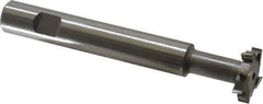 Made in USA - 1" Cut Diam, 1/4" Cut Width, 7/16" Neck Diam, 5/8" Shank Diam, 4-5/16" OAL, M42 Cobalt T-Slot Cutter - Uncoated, Staggered Teeth, 8 Teeth, Weldon Flat - Exact Tool & Supply