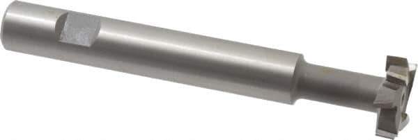 Made in USA - 1" Cut Diam, 5/16" Cut Width, 7/16" Neck Diam, 5/8" Shank Diam, 4-5/16" OAL, M42 Cobalt T-Slot Cutter - Uncoated, Staggered Teeth, 8 Teeth, Weldon Flat - Exact Tool & Supply