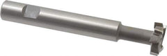 Made in USA - 1" Cut Diam, 5/16" Cut Width, 7/16" Neck Diam, 5/8" Shank Diam, 4-5/16" OAL, M42 Cobalt T-Slot Cutter - Uncoated, Staggered Teeth, 8 Teeth, Weldon Flat - Exact Tool & Supply