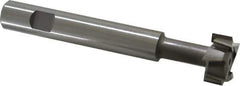Made in USA - 1" Cut Diam, 1/2" Cut Width, 7/16" Neck Diam, 5/8" Shank Diam, 4-5/16" OAL, M42 Cobalt T-Slot Cutter - Uncoated, Staggered Teeth, 8 Teeth, Weldon Flat - Exact Tool & Supply