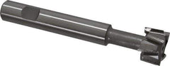 Made in USA - 1" Cut Diam, 5/8" Cut Width, 7/16" Neck Diam, 5/8" Shank Diam, 4-5/16" OAL, M42 Cobalt T-Slot Cutter - Uncoated, Staggered Teeth, 8 Teeth, Weldon Flat - Exact Tool & Supply
