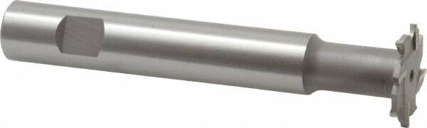 Made in USA - 1-1/4" Cut Diam, 1/8" Cut Width, 19/32" Neck Diam, 3/4" Shank Diam, 5-1/8" OAL, M42 Cobalt T-Slot Cutter - Uncoated, Staggered Teeth, 8 Teeth, Weldon Flat - Exact Tool & Supply