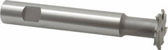 Made in USA - 1-1/4" Cut Diam, 1/8" Cut Width, 19/32" Neck Diam, 3/4" Shank Diam, 5-1/8" OAL, M42 Cobalt T-Slot Cutter - Uncoated, Staggered Teeth, 8 Teeth, Weldon Flat - Exact Tool & Supply