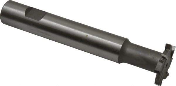 Made in USA - 1-1/4" Cut Diam, 3/16" Cut Width, 19/32" Neck Diam, 3/4" Shank Diam, 5-1/8" OAL, M42 Cobalt T-Slot Cutter - Uncoated, Staggered Teeth, 8 Teeth, Weldon Flat - Exact Tool & Supply