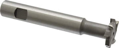 Made in USA - 1-1/4" Cut Diam, 1/4" Cut Width, 19/32" Neck Diam, 3/4" Shank Diam, 5-1/8" OAL, M42 Cobalt T-Slot Cutter - Uncoated, Staggered Teeth, 8 Teeth, Weldon Flat - Exact Tool & Supply