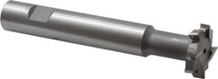 Made in USA - 1-1/4" Cut Diam, 5/16" Cut Width, 19/32" Neck Diam, 3/4" Shank Diam, 5-1/8" OAL, M42 Cobalt T-Slot Cutter - Uncoated, Staggered Teeth, 8 Teeth, Weldon Flat - Exact Tool & Supply