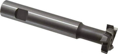 Made in USA - 1-1/4" Cut Diam, 3/8" Cut Width, 19/32" Neck Diam, 3/4" Shank Diam, 5-1/8" OAL, M42 Cobalt T-Slot Cutter - Uncoated, Staggered Teeth, 8 Teeth, Weldon Flat - Exact Tool & Supply