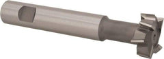 Made in USA - 1-1/4" Cut Diam, 1/2" Cut Width, 19/32" Neck Diam, 3/4" Shank Diam, 5-1/8" OAL, M42 Cobalt T-Slot Cutter - Uncoated, Staggered Teeth, 8 Teeth, Weldon Flat - Exact Tool & Supply