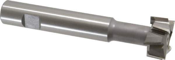 Made in USA - 1-1/4" Cut Diam, 5/8" Cut Width, 19/32" Neck Diam, 3/4" Shank Diam, 5-1/8" OAL, M42 Cobalt T-Slot Cutter - Uncoated, Staggered Teeth, 8 Teeth, Weldon Flat - Exact Tool & Supply