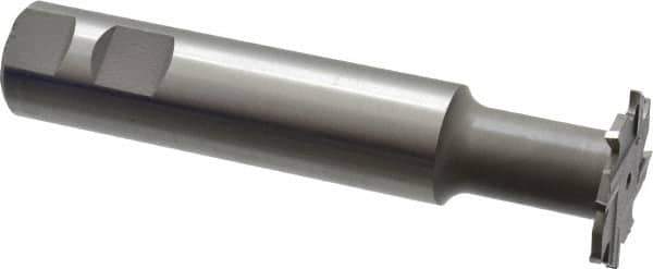 Made in USA - 1-1/2" Cut Diam, 1/8" Cut Width, 23/32" Neck Diam, 1" Shank Diam, 5-5/16" OAL, M42 Cobalt T-Slot Cutter - Uncoated, Staggered Teeth, 8 Teeth, Weldon Flat - Exact Tool & Supply