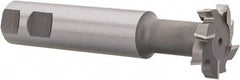 Made in USA - 1-1/2" Cut Diam, 3/8" Cut Width, 23/32" Neck Diam, 1" Shank Diam, 5-5/16" OAL, M42 Cobalt T-Slot Cutter - Uncoated, Staggered Teeth, 8 Teeth, Weldon Flat - Exact Tool & Supply