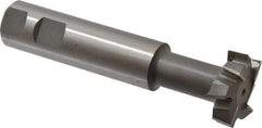 Made in USA - 1-1/2" Cut Diam, 1/2" Cut Width, 23/32" Neck Diam, 1" Shank Diam, 5-5/16" OAL, M42 Cobalt T-Slot Cutter - Uncoated, Staggered Teeth, 8 Teeth, Weldon Flat - Exact Tool & Supply