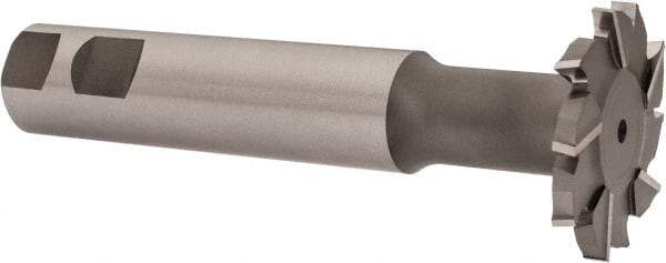 Made in USA - 2" Cut Diam, 1/4" Cut Width, 51/64" Neck Diam, 1" Shank Diam, 5-11/16" OAL, M42 Cobalt T-Slot Cutter - Uncoated, Staggered Teeth, 10 Teeth, Weldon Flat - Exact Tool & Supply