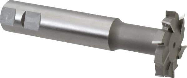 Made in USA - 2" Cut Diam, 3/8" Cut Width, 51/64" Neck Diam, 1" Shank Diam, 5-11/16" OAL, M42 Cobalt T-Slot Cutter - Uncoated, Staggered Teeth, 10 Teeth, Weldon Flat - Exact Tool & Supply