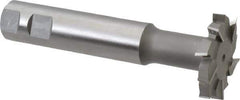 Made in USA - 2" Cut Diam, 3/8" Cut Width, 51/64" Neck Diam, 1" Shank Diam, 5-11/16" OAL, M42 Cobalt T-Slot Cutter - Uncoated, Staggered Teeth, 10 Teeth, Weldon Flat - Exact Tool & Supply