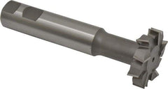 Made in USA - 2" Cut Diam, 1/2" Cut Width, 51/64" Neck Diam, 1" Shank Diam, 5-11/16" OAL, M42 Cobalt T-Slot Cutter - Uncoated, Staggered Teeth, 10 Teeth, Weldon Flat - Exact Tool & Supply