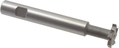 Made in USA - 1" Cut Diam, 3/16" Cut Width, 7/16" Neck Diam, 5/8" Shank Diam, 4-15/16" OAL, M2 High Speed Steel T-Slot Cutter - Uncoated, Staggered Teeth, 8 Teeth, Weldon Flat - Exact Tool & Supply