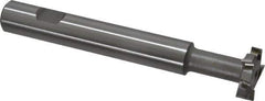 Made in USA - 1" Cut Diam, 1/4" Cut Width, 7/16" Neck Diam, 5/8" Shank Diam, 4-15/16" OAL, M2 High Speed Steel T-Slot Cutter - Uncoated, Staggered Teeth, 8 Teeth, Weldon Flat - Exact Tool & Supply