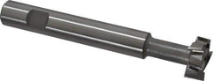 Made in USA - 1" Cut Diam, 3/8" Cut Width, 7/16" Neck Diam, 5/8" Shank Diam, 4-15/16" OAL, M2 High Speed Steel T-Slot Cutter - Uncoated, Staggered Teeth, 8 Teeth, Weldon Flat - Exact Tool & Supply