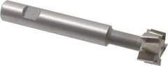 Made in USA - 1" Cut Diam, 5/8" Cut Width, 7/16" Neck Diam, 5/8" Shank Diam, 4-15/16" OAL, M2 High Speed Steel T-Slot Cutter - Uncoated, Staggered Teeth, 8 Teeth, Weldon Flat - Exact Tool & Supply