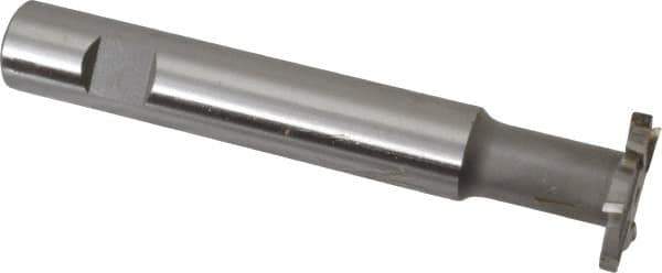 Made in USA - 1-1/4" Cut Diam, 3/16" Cut Width, 19/32" Neck Diam, 3/4" Shank Diam, 5-1/8" OAL, M2 High Speed Steel T-Slot Cutter - Uncoated, Staggered Teeth, 8 Teeth, Weldon Flat - Exact Tool & Supply