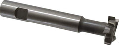 Made in USA - 1-1/4" Cut Diam, 3/8" Cut Width, 19/32" Neck Diam, 3/4" Shank Diam, 5-1/8" OAL, M2 High Speed Steel T-Slot Cutter - Uncoated, Staggered Teeth, 8 Teeth, Weldon Flat - Exact Tool & Supply