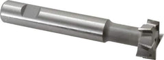Made in USA - 1-1/4" Cut Diam, 1/2" Cut Width, 19/32" Neck Diam, 3/4" Shank Diam, 5-1/8" OAL, M2 High Speed Steel T-Slot Cutter - Uncoated, Staggered Teeth, 8 Teeth, Weldon Flat - Exact Tool & Supply