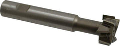 Made in USA - 1-1/4" Cut Diam, 5/8" Cut Width, 19/32" Neck Diam, 3/4" Shank Diam, 5-1/8" OAL, M2 High Speed Steel T-Slot Cutter - Uncoated, Staggered Teeth, 8 Teeth, Weldon Flat - Exact Tool & Supply