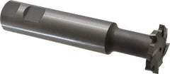 Made in USA - 1-1/2" Cut Diam, 1/4" Cut Width, 23/32" Neck Diam, 1" Shank Diam, 5-5/16" OAL, M2 High Speed Steel T-Slot Cutter - Uncoated, Staggered Teeth, 8 Teeth, Weldon Flat - Exact Tool & Supply