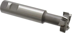 Made in USA - 1-1/2" Cut Diam, 1/2" Cut Width, 23/32" Neck Diam, 1" Shank Diam, 5-5/16" OAL, M2 High Speed Steel T-Slot Cutter - Uncoated, Staggered Teeth, 8 Teeth, Weldon Flat - Exact Tool & Supply