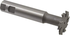 Made in USA - 2" Cut Diam, 3/16" Cut Width, 51/64" Neck Diam, 1" Shank Diam, 5-11/16" OAL, M2 High Speed Steel T-Slot Cutter - Uncoated, Staggered Teeth, 10 Teeth, Weldon Flat - Exact Tool & Supply