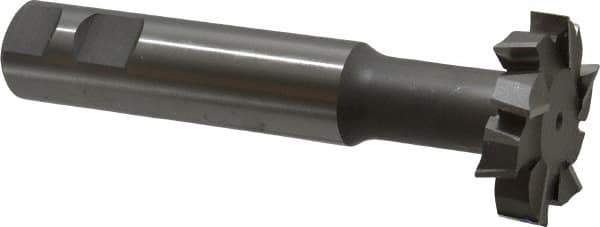 Made in USA - 2" Cut Diam, 1/2" Cut Width, 51/64" Neck Diam, 1" Shank Diam, 5-11/16" OAL, M2 High Speed Steel T-Slot Cutter - Uncoated, Staggered Teeth, 10 Teeth, Weldon Flat - Exact Tool & Supply
